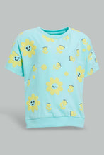 تنزيل الصورة على معرض الصور، Redtag-Aqua-Short-Sleeve-Aop-Tee-All-Over-Prints-Infant-Girls-3 to 24 Months