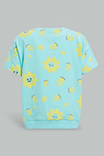 تنزيل الصورة على معرض الصور، Redtag-Aqua-Short-Sleeve-Aop-Tee-All-Over-Prints-Infant-Girls-3 to 24 Months