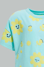 تنزيل الصورة على معرض الصور، Redtag-Aqua-Short-Sleeve-Aop-Tee-All-Over-Prints-Infant-Girls-3 to 24 Months