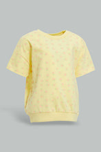 تنزيل الصورة على معرض الصور، Redtag-Yellow-Short-Sleeve-Aop-Tee-All-Over-Prints-Infant-Girls-3 to 24 Months