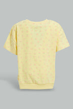 تنزيل الصورة على معرض الصور، Redtag-Yellow-Short-Sleeve-Aop-Tee-All-Over-Prints-Infant-Girls-3 to 24 Months