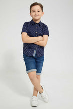 Load image into Gallery viewer, Redtag-Navy-Baseball-Printed-Short-Sleeve-Shirt-Casual-Shirts-Boys-2 to 8 Years