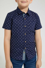 Load image into Gallery viewer, Redtag-Navy-Baseball-Printed-Short-Sleeve-Shirt-Casual-Shirts-Boys-2 to 8 Years