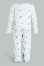 تنزيل الصورة على معرض الصور، Redtag-Blue-Elephant-Print-Sleep-Suit-Sleepsuits-Baby-0 to 12 Months