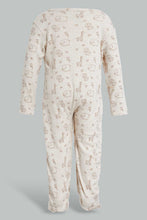 تنزيل الصورة على معرض الصور، Redtag-Beige-Animal-Print-Sleep-Suit-Sleepsuits-Baby-0 to 12 Months