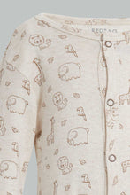 تنزيل الصورة على معرض الصور، Redtag-Beige-Animal-Print-Sleep-Suit-Sleepsuits-Baby-0 to 12 Months