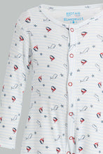 تنزيل الصورة على معرض الصور، Redtag-White--And-Red-Crab-Print-Sleep-Suit-Sleepsuits-Baby-0 to 12 Months
