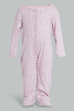 تنزيل الصورة على معرض الصور، Redtag-Lilac-Heart-Print-Romper-Sleepsuits-Baby-0 to 12 Months