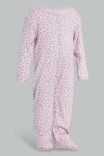 تنزيل الصورة على معرض الصور، Redtag-Lilac-Heart-Print-Romper-Sleepsuits-Baby-0 to 12 Months