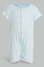 تنزيل الصورة على معرض الصور، Redtag-Blue-Thin-Stripe-Romper-Rompers-Baby-0 to 12 Months