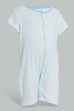 تنزيل الصورة على معرض الصور، Redtag-Blue-Thin-Stripe-Romper-Rompers-Baby-0 to 12 Months