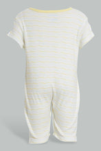 تنزيل الصورة على معرض الصور، Redtag-Yellow-And-Blue-Wave-Print-Romper-Rompers-Baby-0 to 12 Months