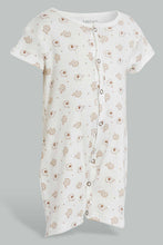 تنزيل الصورة على معرض الصور، Redtag-Beige-Elephant-Print-Romper-Rompers-Baby-0 to 12 Months