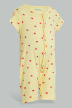 تنزيل الصورة على معرض الصور، Redtag-Yellow-And-Red-Crab-Print-Romper-Rompers-Baby-0 to 12 Months