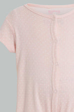 تنزيل الصورة على معرض الصور، Redtag-White-And-Pink-Polka-Dot-Sleep-Suit-Rompers-Baby-0 to 12 Months