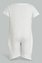 تنزيل الصورة على معرض الصور، Redtag-Peach-And-Mint-Zigzag-Romper-Rompers-Baby-0 to 12 Months