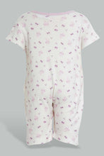 تنزيل الصورة على معرض الصور، Redtag-Lilac-Cat-Print-Romper-Rompers-Baby-0 to 12 Months