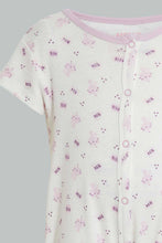 تنزيل الصورة على معرض الصور، Redtag-Lilac-Cat-Print-Romper-Rompers-Baby-0 to 12 Months