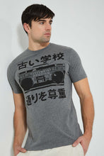 تنزيل الصورة على معرض الصور، Redtag-Charcoal-Graphic-T-Shirt-Graphic-Prints-Men's-