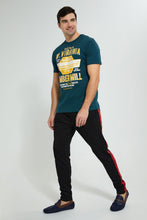 Load image into Gallery viewer, Redtag-Teal-Graphic-T-Shirt-Graphic-Prints-Men's-