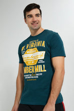 Load image into Gallery viewer, Redtag-Teal-Graphic-T-Shirt-Graphic-Prints-Men's-