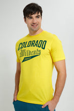 تنزيل الصورة على معرض الصور، Redtag-Yellow-Graphic-T-Shirt-Graphic-Prints-Men's-