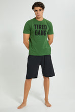 تنزيل الصورة على معرض الصور، Redtag-Olive-Chest-Print-Short-Pyjama-Set-Pyjama-Sets-Men's-