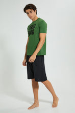 تنزيل الصورة على معرض الصور، Redtag-Olive-Chest-Print-Short-Pyjama-Set-Pyjama-Sets-Men's-