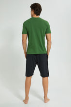 تنزيل الصورة على معرض الصور، Redtag-Olive-Chest-Print-Short-Pyjama-Set-Pyjama-Sets-Men's-