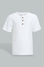 تنزيل الصورة على معرض الصور، Redtag-White-Jacquard-Short-Sleeve-T-Shirt-Colour:White,-Filter:Infant-Boys-(3-to-24-Mths),-Infant-Boys-T-Shirts,-New-In,-New-In-INB,-Non-Sale,-S22B,-Section:Kidswear,-TBL-Infant-Boys-3 to 24 Months