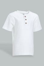 تنزيل الصورة على معرض الصور، Redtag-White-Jacquard-Short-Sleeve-T-Shirt-Colour:White,-Filter:Infant-Boys-(3-to-24-Mths),-Infant-Boys-T-Shirts,-New-In,-New-In-INB,-Non-Sale,-S22B,-Section:Kidswear,-TBL-Infant-Boys-3 to 24 Months
