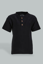 تنزيل الصورة على معرض الصور، Redtag-Black-Jacquard-Short-Sleeve-T-Shirt-Colour:Black,-Filter:Infant-Boys-(3-to-24-Mths),-Infant-Boys-T-Shirts,-New-In,-New-In-INB,-Non-Sale,-S22B,-Section:Kidswear,-TBL-Infant-Boys-3 to 24 Months