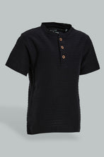 تنزيل الصورة على معرض الصور، Redtag-Black-Jacquard-Short-Sleeve-T-Shirt-Colour:Black,-Filter:Infant-Boys-(3-to-24-Mths),-Infant-Boys-T-Shirts,-New-In,-New-In-INB,-Non-Sale,-S22B,-Section:Kidswear,-TBL-Infant-Boys-3 to 24 Months