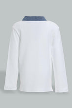 Load image into Gallery viewer, Redtag-White-Chambrey-Color-Long-Sleeve-Polo-Shirts-Polo-Shirts-Infant-Boys-3 to 24 Months
