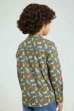 Load image into Gallery viewer, Redtag-Olive-Cat-Print-Mandarin-Collar-Long-Sleeve-Shirt-Casual-Shirts-Boys-2 to 8 Years