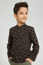 Load image into Gallery viewer, Redtag-Dark-Grey-Dino-Print-Mandarin-Collar-Long-Sleeve-Shirt-Boys-Shirts,-Colour:Dark-Grey,-Filter:Boys-(2-to-8-Yrs),-New-In,-New-In-BOY,-Non-Sale,-S22B,-Section:Kidswear-Boys-2 to 8 Years