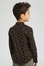 Load image into Gallery viewer, Redtag-Dark-Grey-Dino-Print-Mandarin-Collar-Long-Sleeve-Shirt-Boys-Shirts,-Colour:Dark-Grey,-Filter:Boys-(2-to-8-Yrs),-New-In,-New-In-BOY,-Non-Sale,-S22B,-Section:Kidswear-Boys-2 to 8 Years