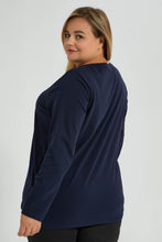 تنزيل الصورة على معرض الصور، Redtag-Navy-3/4-Sleeve-Graphic-T-Shirt-Colour:Navy,-Filter:Plus-Size,-LDP-T-Shirts,-New-In,-New-In-LDP,-Non-Sale,-S22A,-Section:Women,-TBL-Women's-