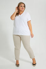 تنزيل الصورة على معرض الصور، Redtag-White-Short-Sleeve-V-NeckT-Shirt-Colour:White,-Filter:Plus-Size,-LDP-T-Shirts,-New-In,-New-In-LDP,-Non-Sale,-S22A,-Section:Women-Women's-