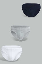 Load image into Gallery viewer, Redtag-Navy-/--Grey-/-White-3-Pack-Breif-Briefs-Men's-