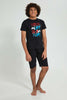 Redtag-Black-Life-Is-A-Game-Night-Suit-Pyjama-Sets-Senior-Boys-9 to 14 Years