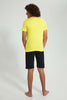 Redtag-Yellow-Ny-Gang-Night-Suit-Pyjama-Sets-Senior-Boys-9 to 14 Years