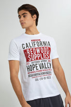 Load image into Gallery viewer, Redtag-White-Red-Wood-Supplies-T-Shirt-Graphic-Prints-Men's-