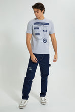 Load image into Gallery viewer, Redtag-Grey-Graphic-T-Shirt-Graphic-Prints-Men's-