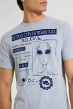 Load image into Gallery viewer, Redtag-Grey-Graphic-T-Shirt-Graphic-Prints-Men's-