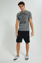 Load image into Gallery viewer, Redtag-Charcoal-Workout-T-Shirt-Graphic-Prints-Men's-