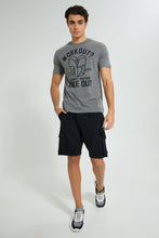 Load image into Gallery viewer, Redtag-Charcoal-Workout-T-Shirt-Graphic-Prints-Men's-