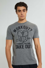Load image into Gallery viewer, Redtag-Charcoal-Workout-T-Shirt-Graphic-Prints-Men's-