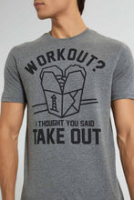 Load image into Gallery viewer, Redtag-Charcoal-Workout-T-Shirt-Graphic-Prints-Men's-