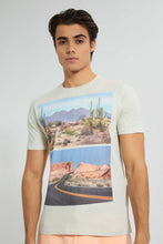 تنزيل الصورة على معرض الصور، Redtag-Ecru-Graphic-T-Shirt-Graphic-Prints-Men's-